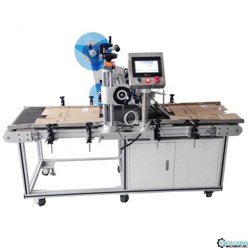 Automatic carton board box board top surface labeling machine