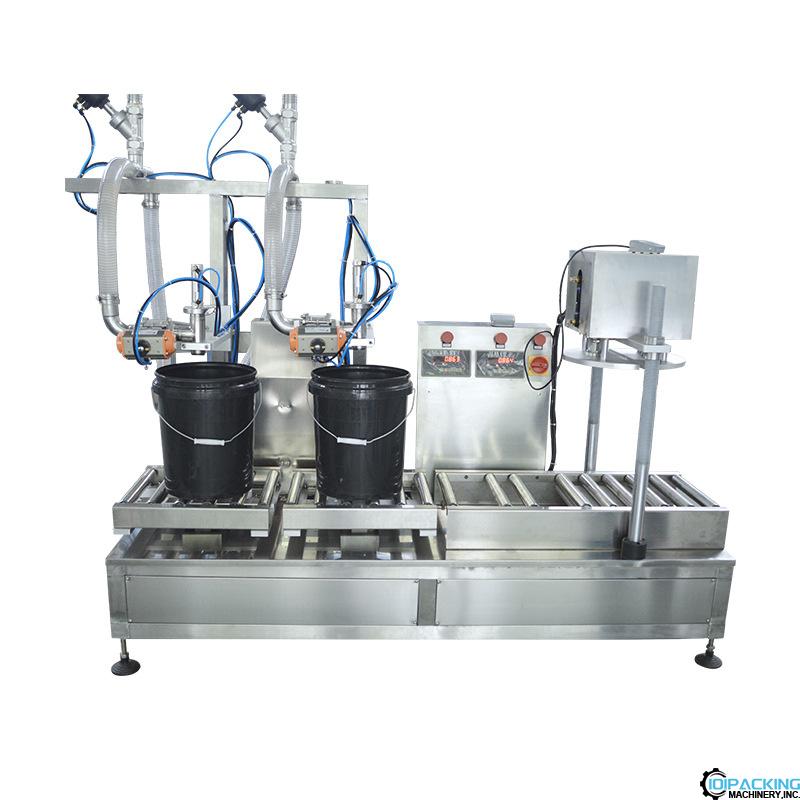 Automatic 2 heads bucket 20L 30L weighing filling sealing machine