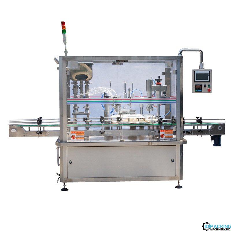 Automatic rotary bottle jar can filling lid capping machine