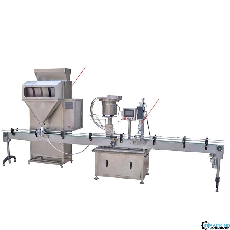 Automatic granules bottle linear weighing filling capping machine line