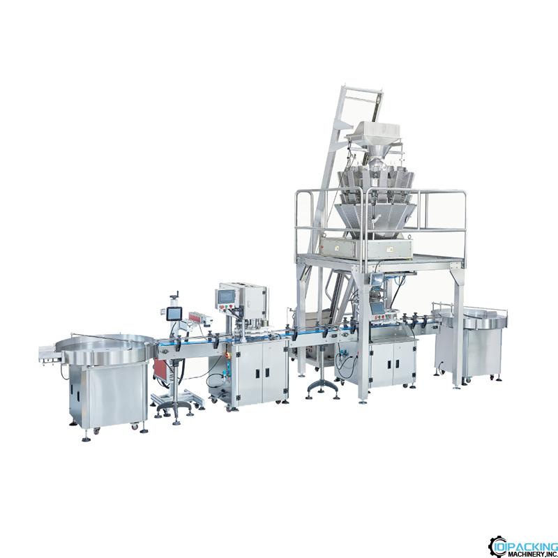 Automatic different snack granule bottle filling sealing machine