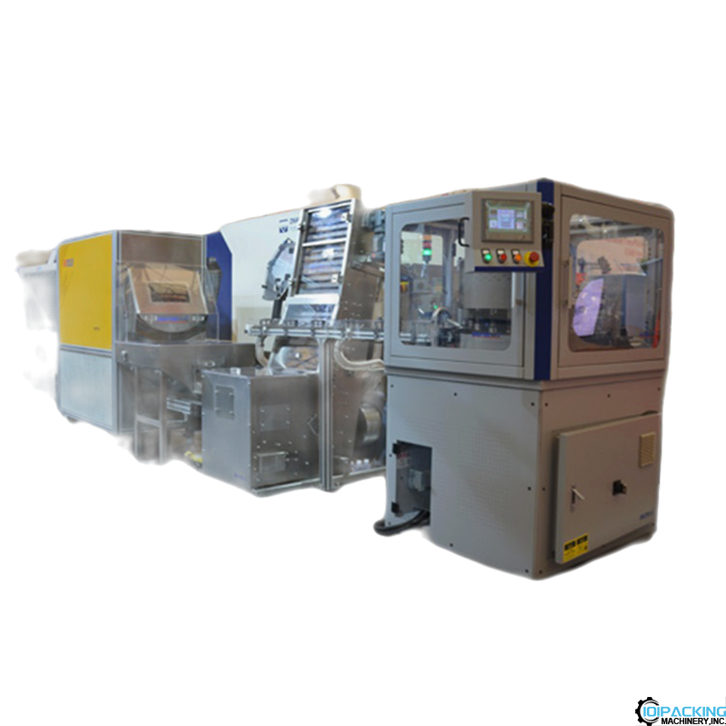 Automatic cap closure folding and slitting machine