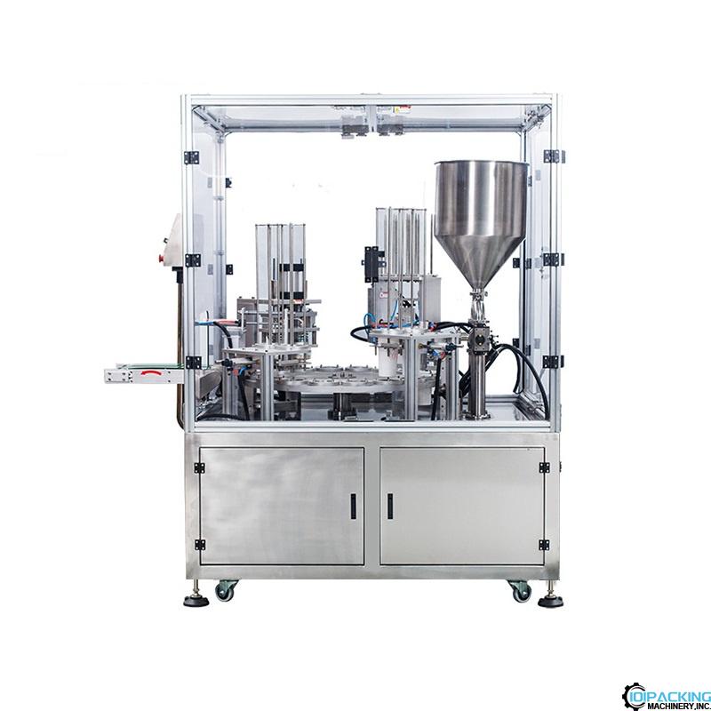 Automatic 2 heads cup rotary filling sealing machine