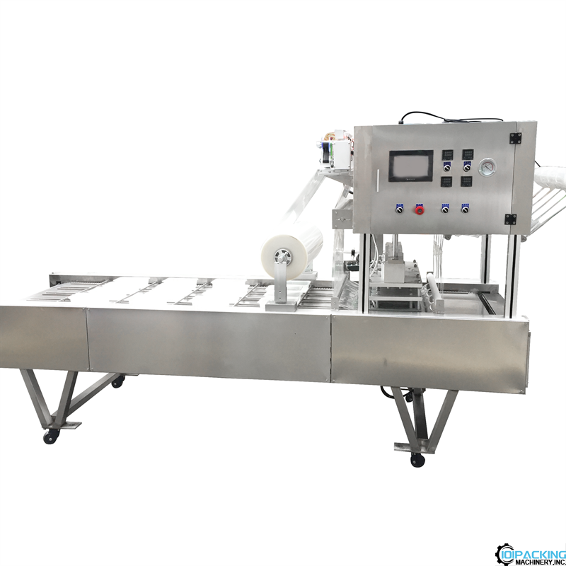 Automatic 4 lanes plastic tray film heat sealing machine