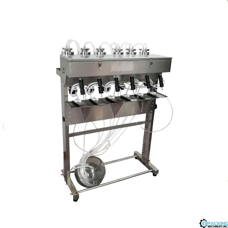 Semi automatic 6 nozzles bottle vacuum filling machine