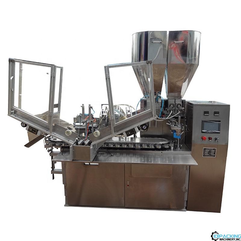 Automatic 2 heads aluminum tube cream filling folding sealing machine