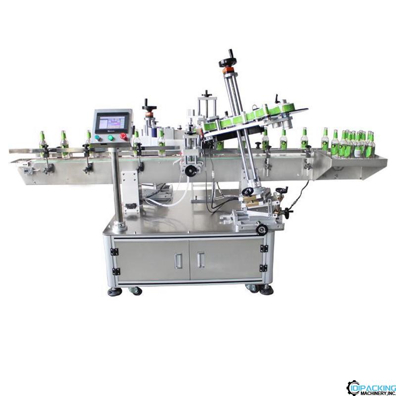 Automatic wine beer bottle neck curl label body labeling machine