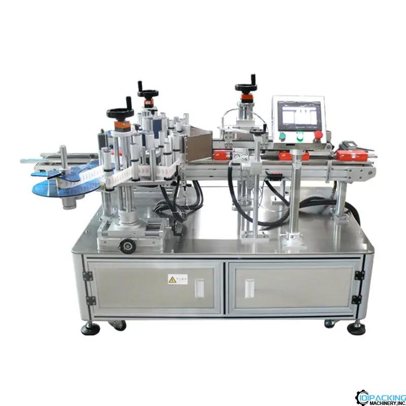 Automatic box double side corner label fold seal lableing machine