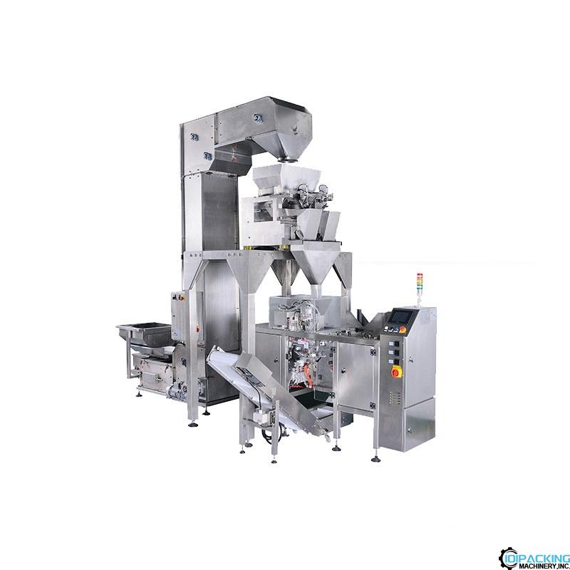 Automatic linear weighing heads single station premade bag filling sealing machine