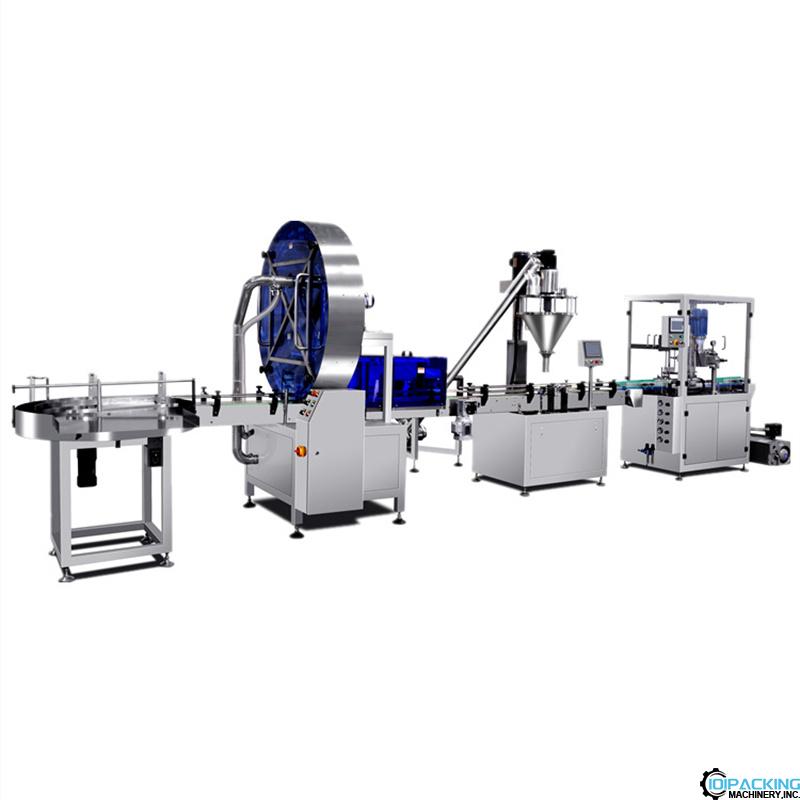 Automatic metal can tin bottle powder packing line