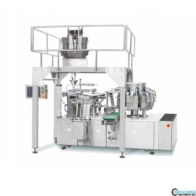 Automatic weighing heads type rotary bag filling vacuum sealing machine