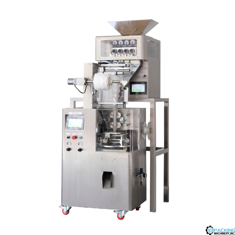 Automatic 4 weighing heads tea pyramid string bag packaging machine