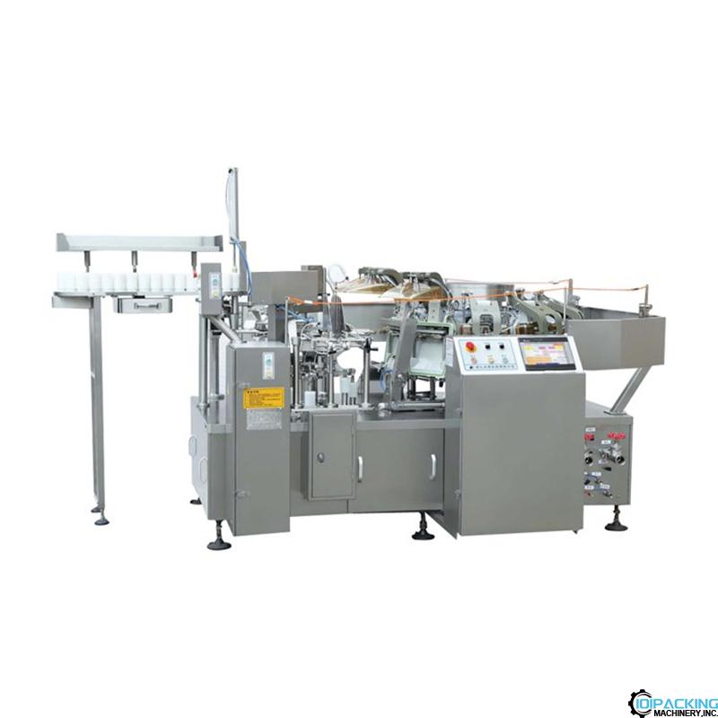 Automatic manual feeding rotary premade bag filling vacuum sealing machine