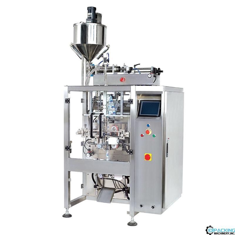 Automatic liquid bag packaging machine with mixing heating hopper