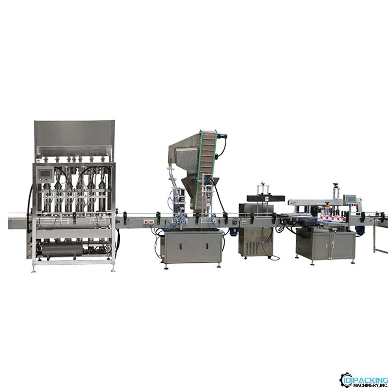 Automatic food sauce cream oil bottle filling capping labeling packing line