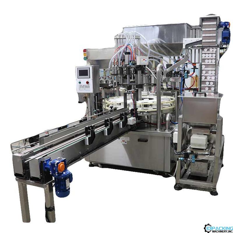 Automatic all in on rotary 6 nozzles bottle filling capping machine