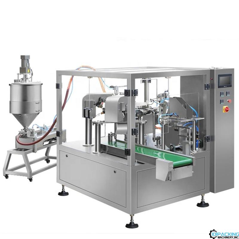 Automatic premade stand up bag rotary liquid filling sealing machine