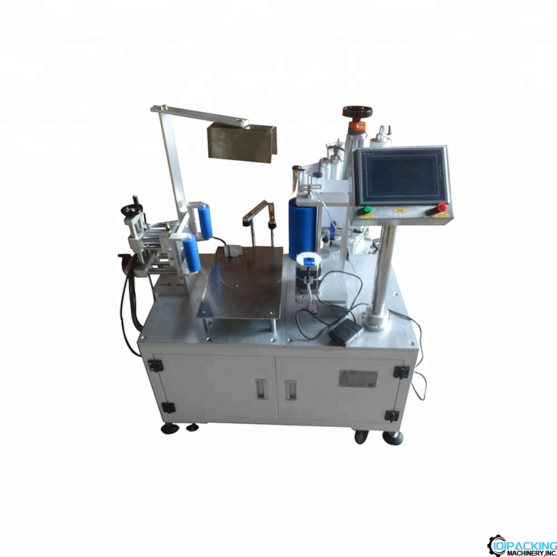 Semi automatic round bucket pail bottle labeling machine