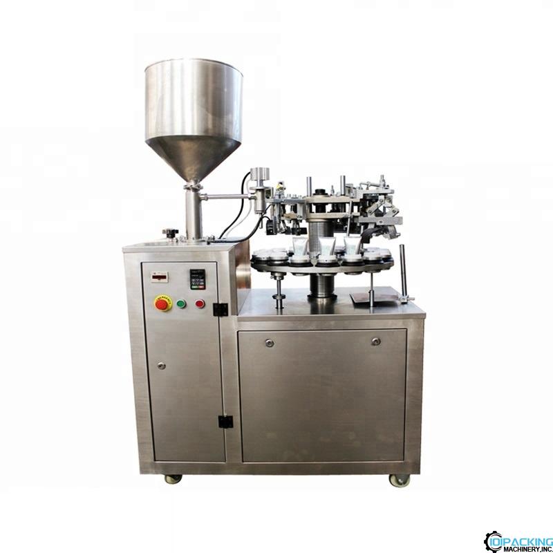 Semi automatic aluminum soft tube rotary filling fold sealing machine