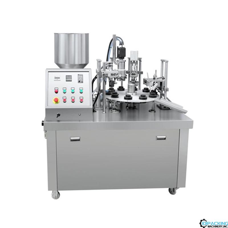 Semi automatic turntable type soft tube filling heat sealing machine