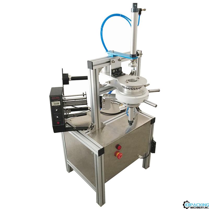 Semi automatic soap pleat wrapping sealing machine with label feeding device