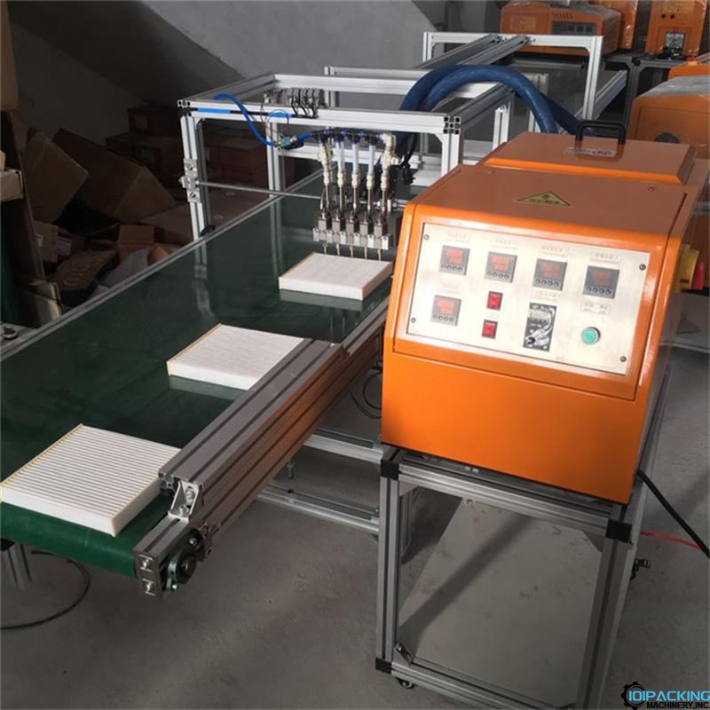 Automatic hot melt glue car air filter board gluing machine