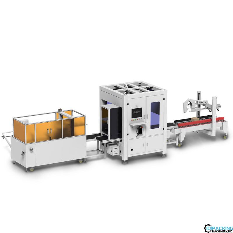 Automatic robot hand pick up feeding box packing line