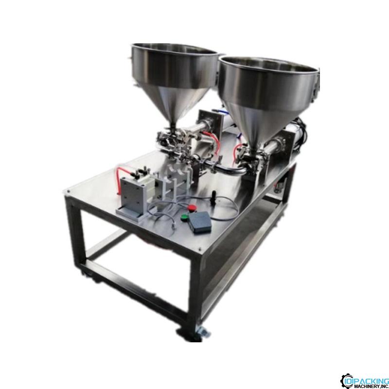 Semi automatic two material twins tube catridge filling machine