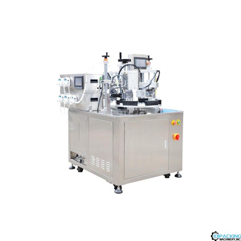 Automatic turntable type link tray tube filling sealing machine