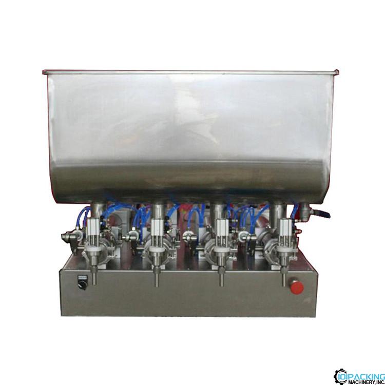 Semi automatic 4 heads piston type filling machine with hopper