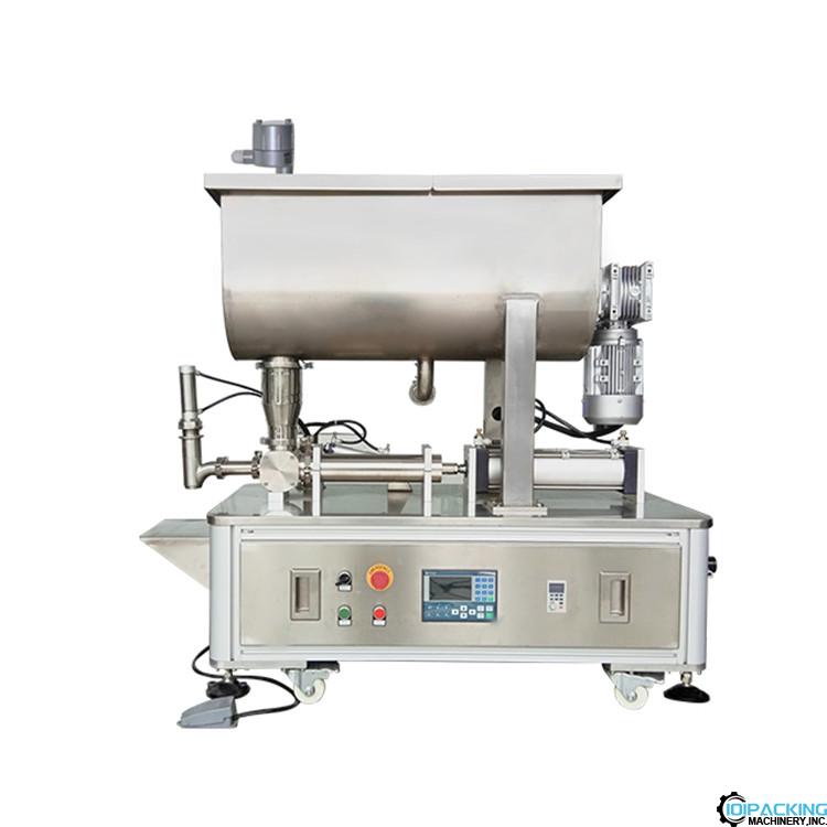 Semi automatic sauce single nozzle filling machine with mixing hopper