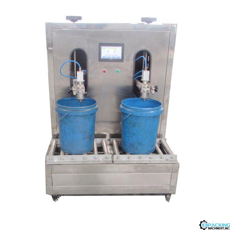 Semi automatic double nozzles bucket pail weighing filling machine