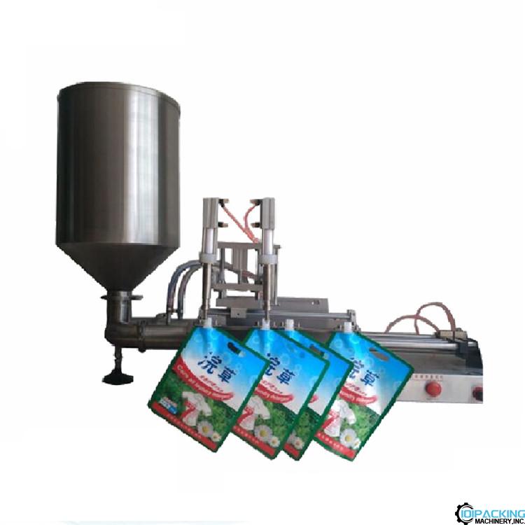 Semi automatic 2 heads premade bag pouch liquid filling machine