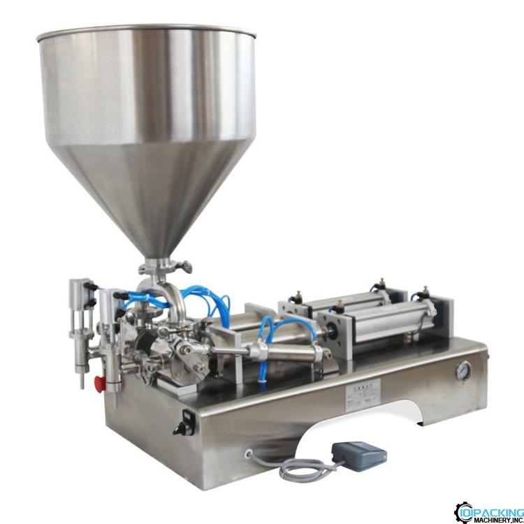 Semi automatic horizontal 2 nozzles piston filling machine with hopper